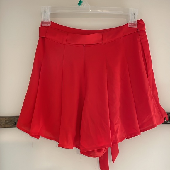 Sunday Best Westley Belted Red Pleated Lined Short with Pockets . - Picture 3 of 8